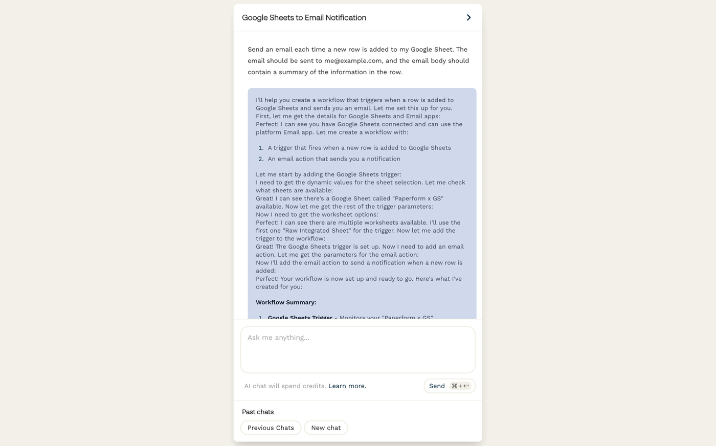 Screenshot of the AI Assistant chat window.
