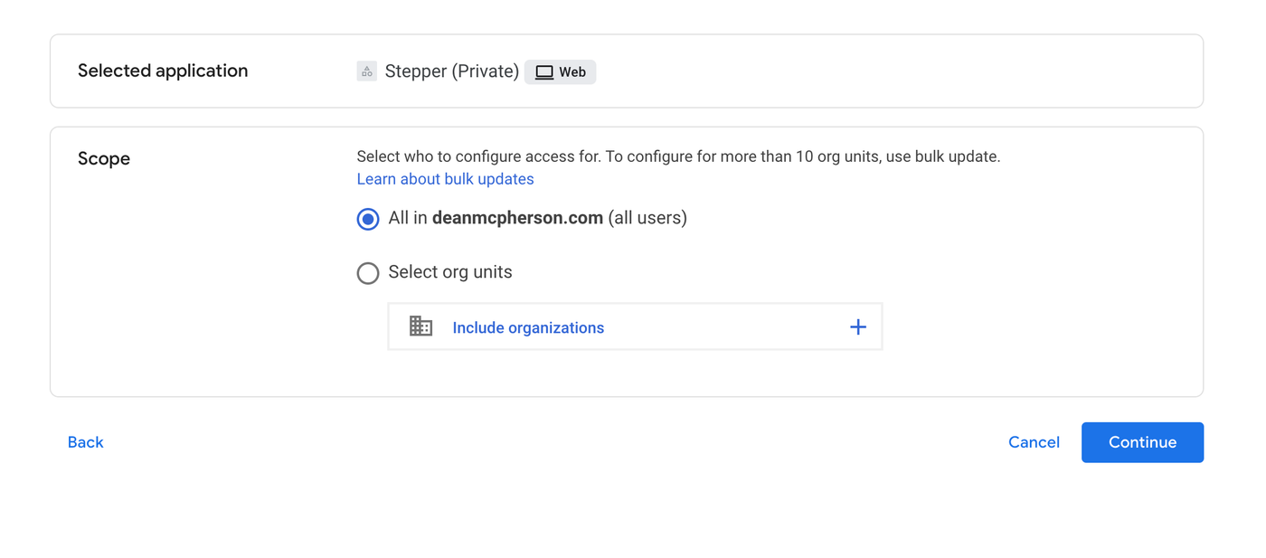 Screenshot displaying scope options.