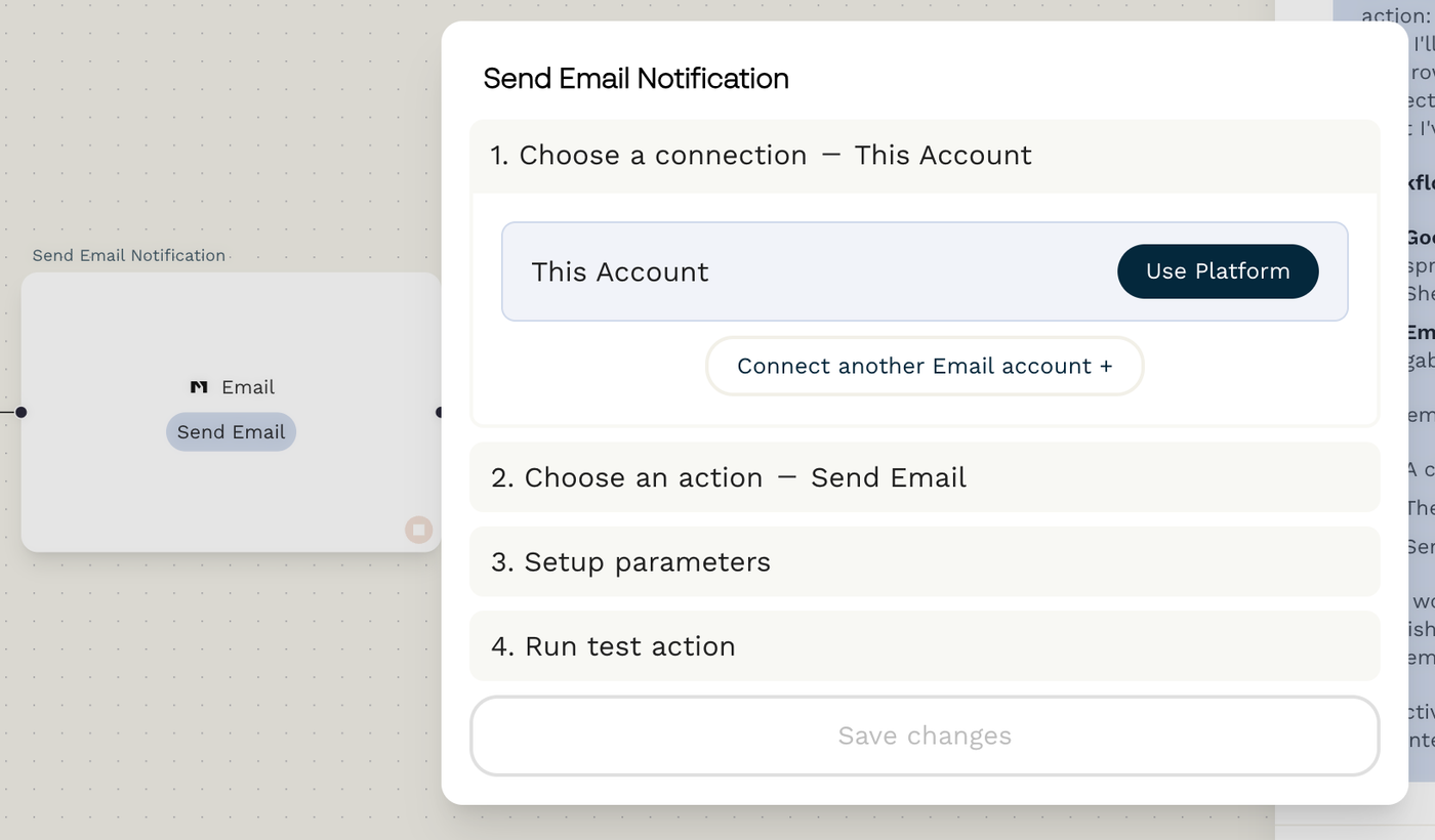 Example of setting up Stepper workflow parameters.