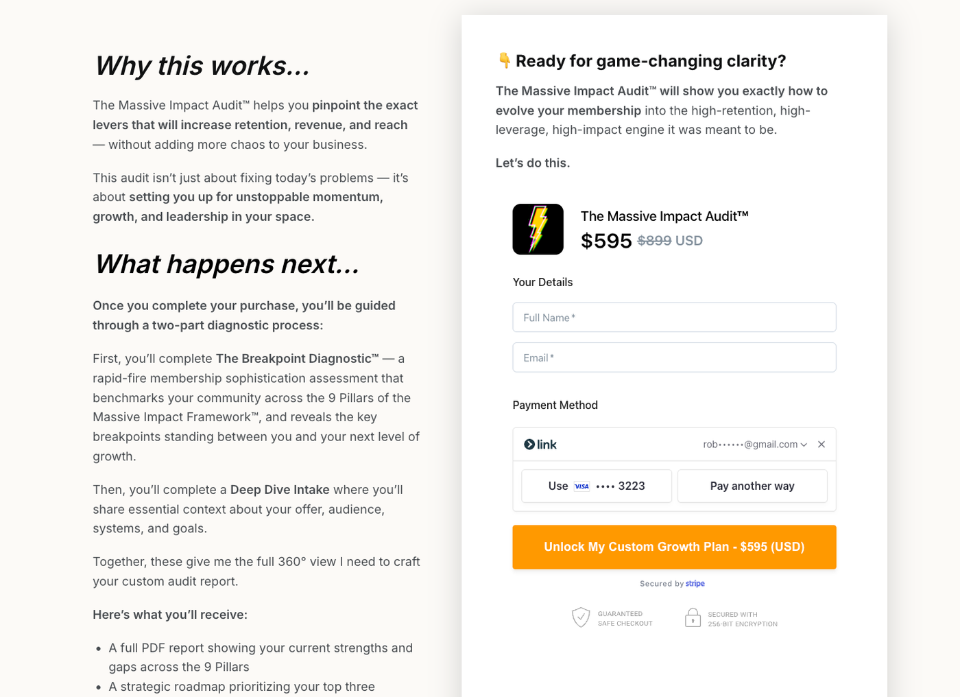 Bottled Lightning payment form