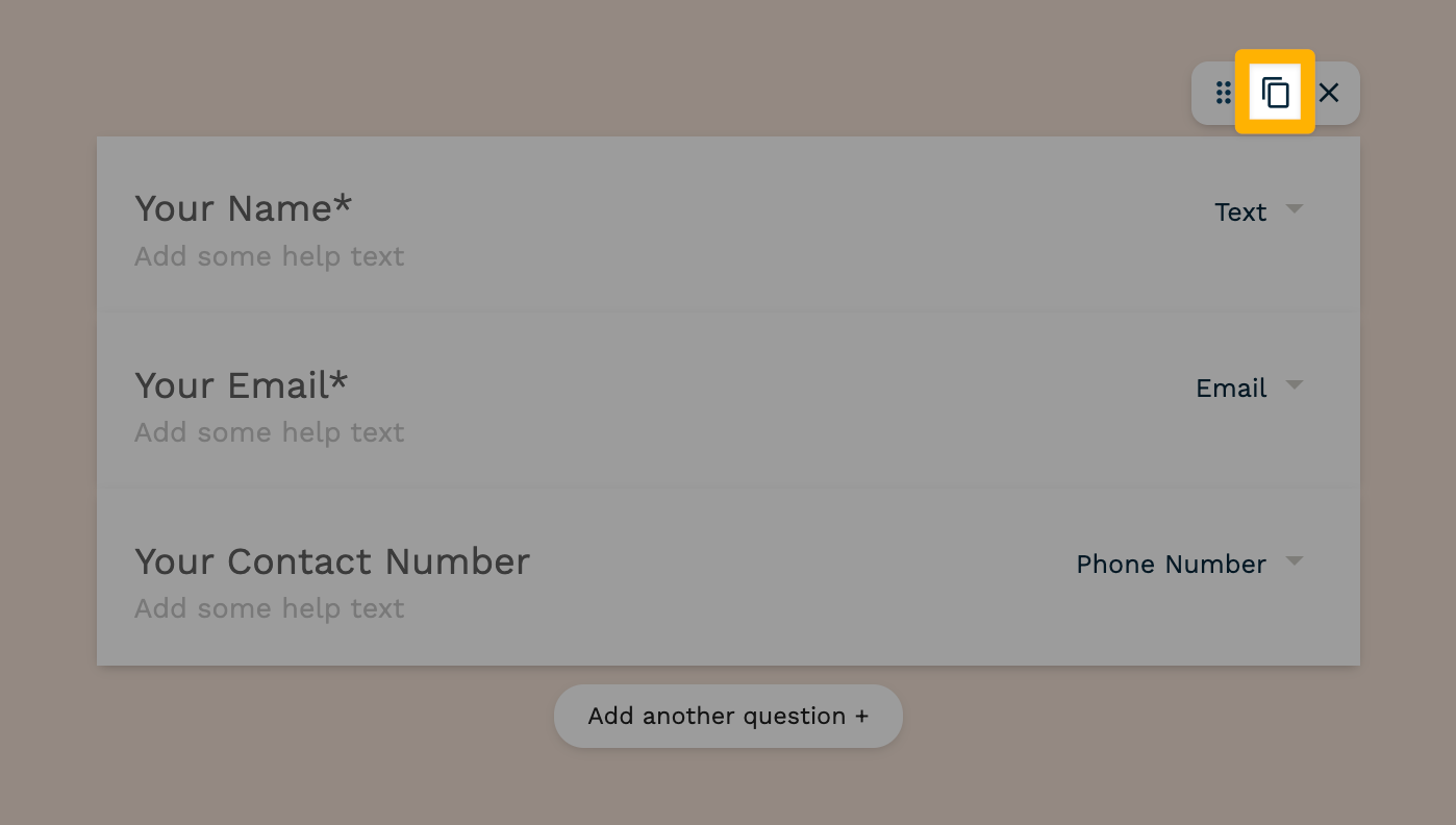 Click the duplicate icon. The group will be duplicated below.