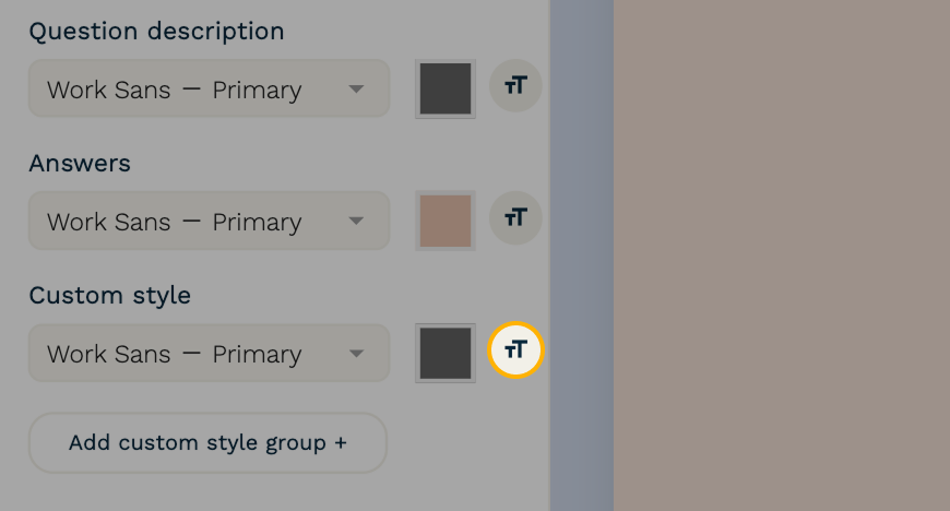 Screenshot of the font button to the right of a new custom style