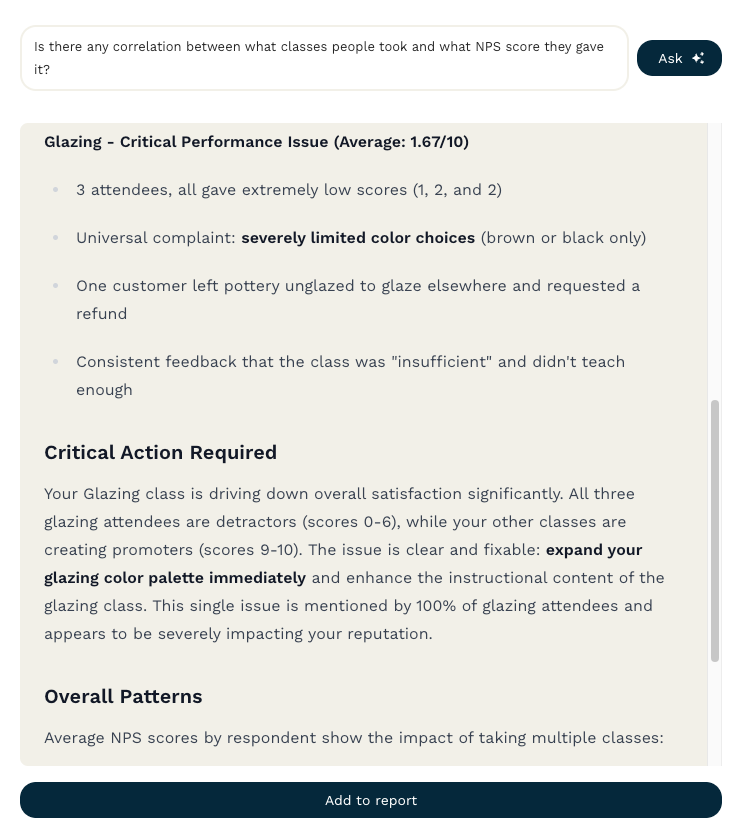Example of AI insights.