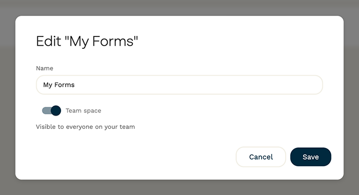 You can share a workspace with your team by editing the workspace and changing the team space toggle.