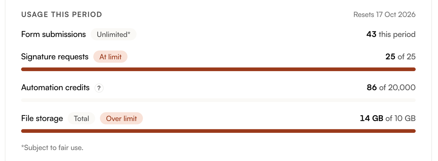 Visual example of Platform usage warnings.