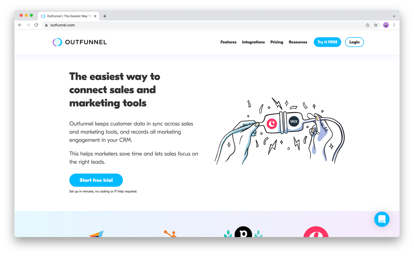 Screenshot from Outfunnel.com