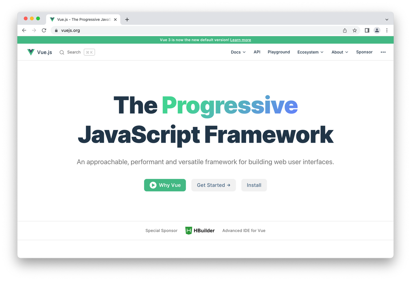 Vie homepage, blue and green lettering on white background