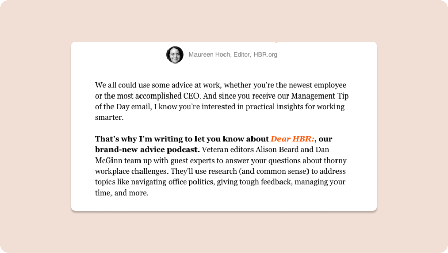 HBR's advertising email