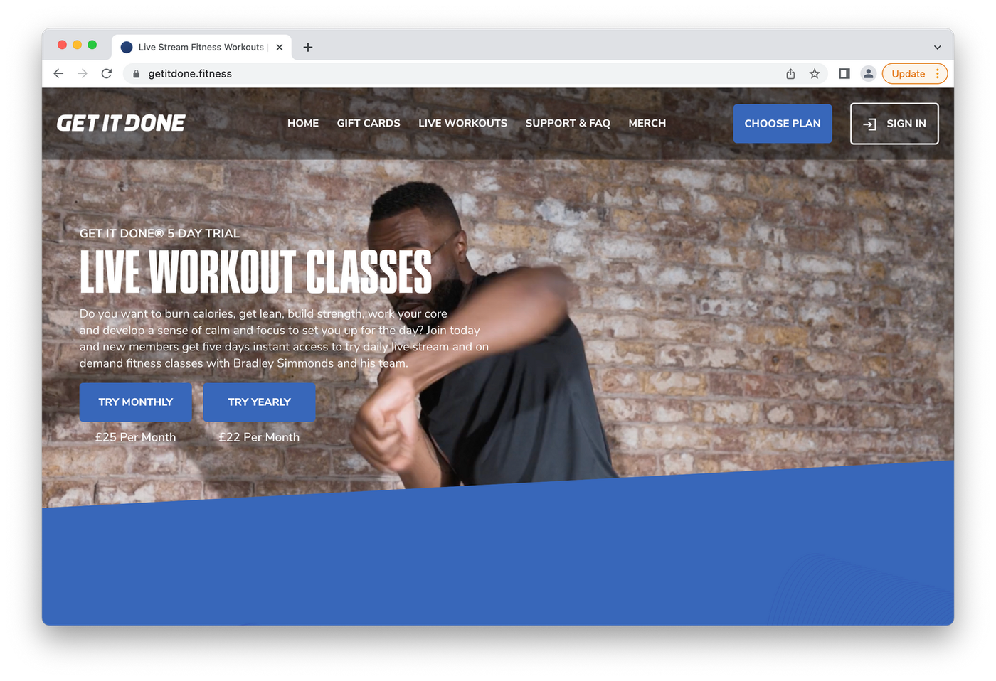 Get It Done Fitness's home page, man boxing