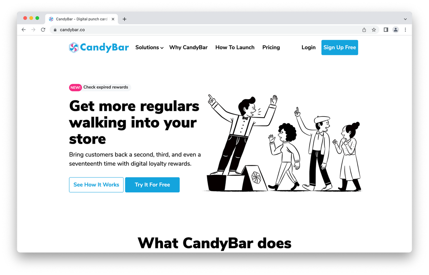 Candybar homepage screenshot on white background