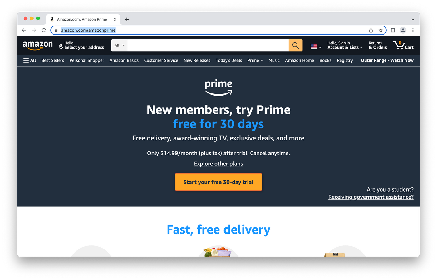 Amazon homepage