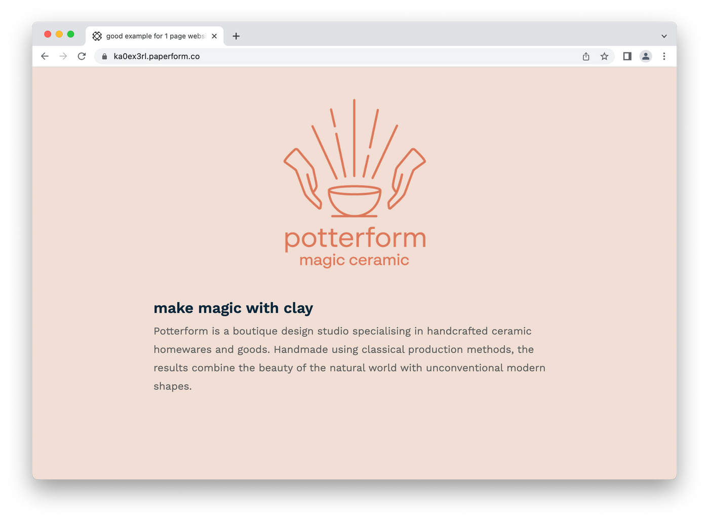 Lotus and co example website on a blue background