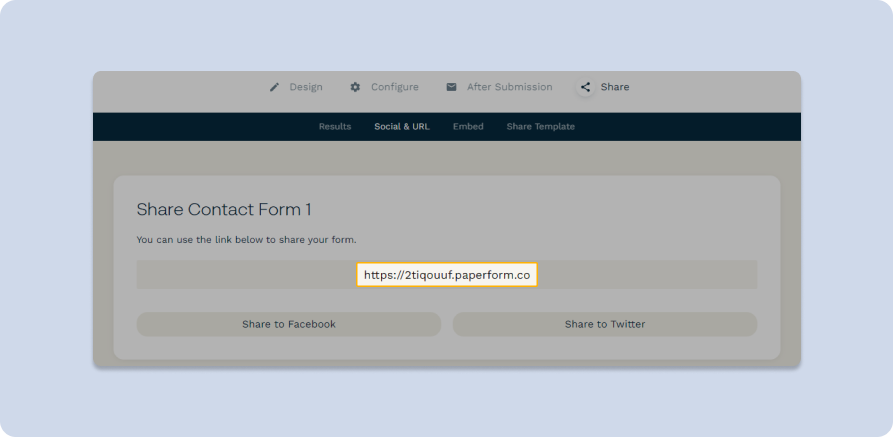 Paperform's share menu