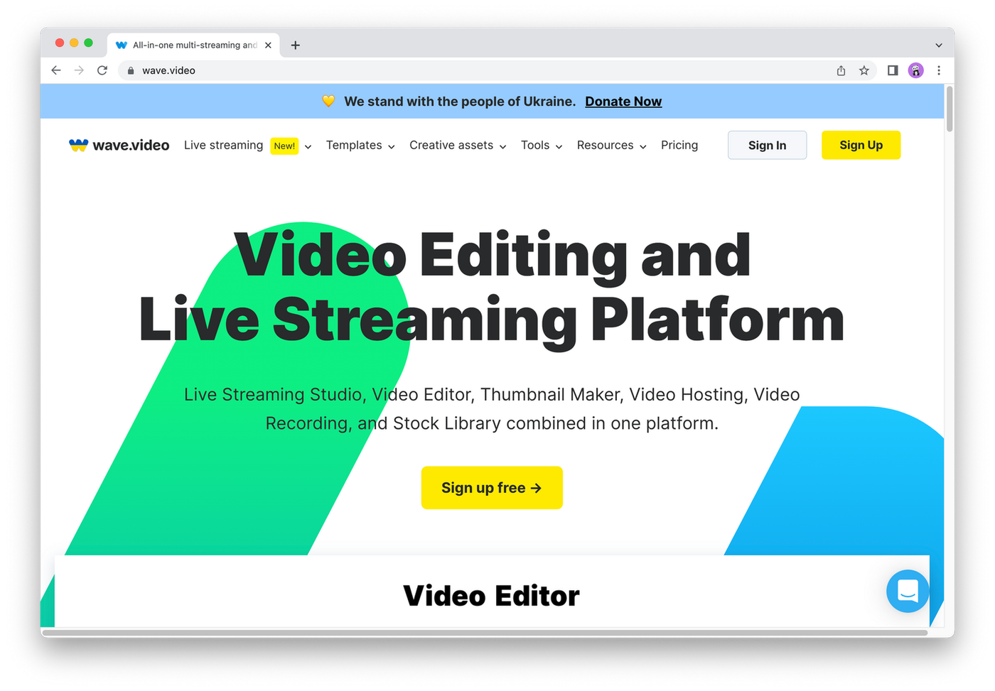 Wave.video homepage screenshot