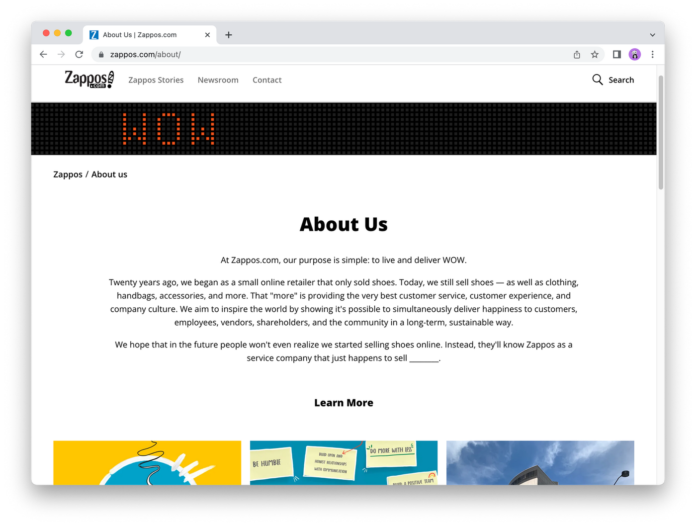 Zappos about page