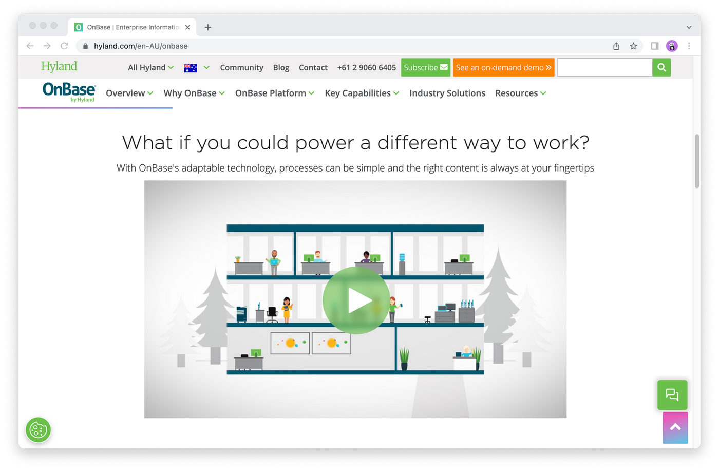 Screenshot of Onbase website
