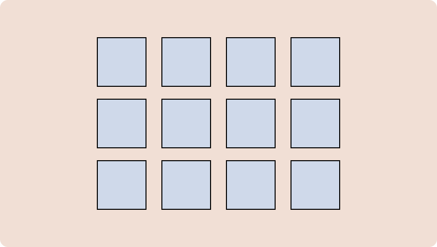 12 blue squares on a pink background
