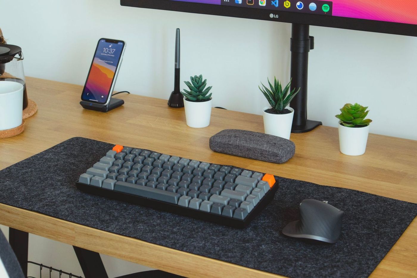 Wireless keyboard with yellow spacebar