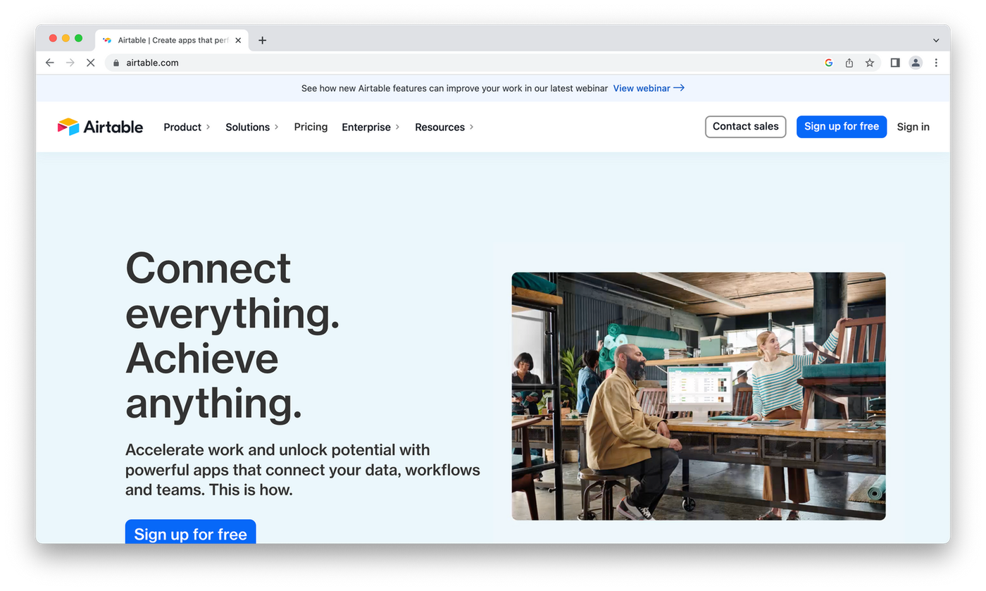 Airtable homepage