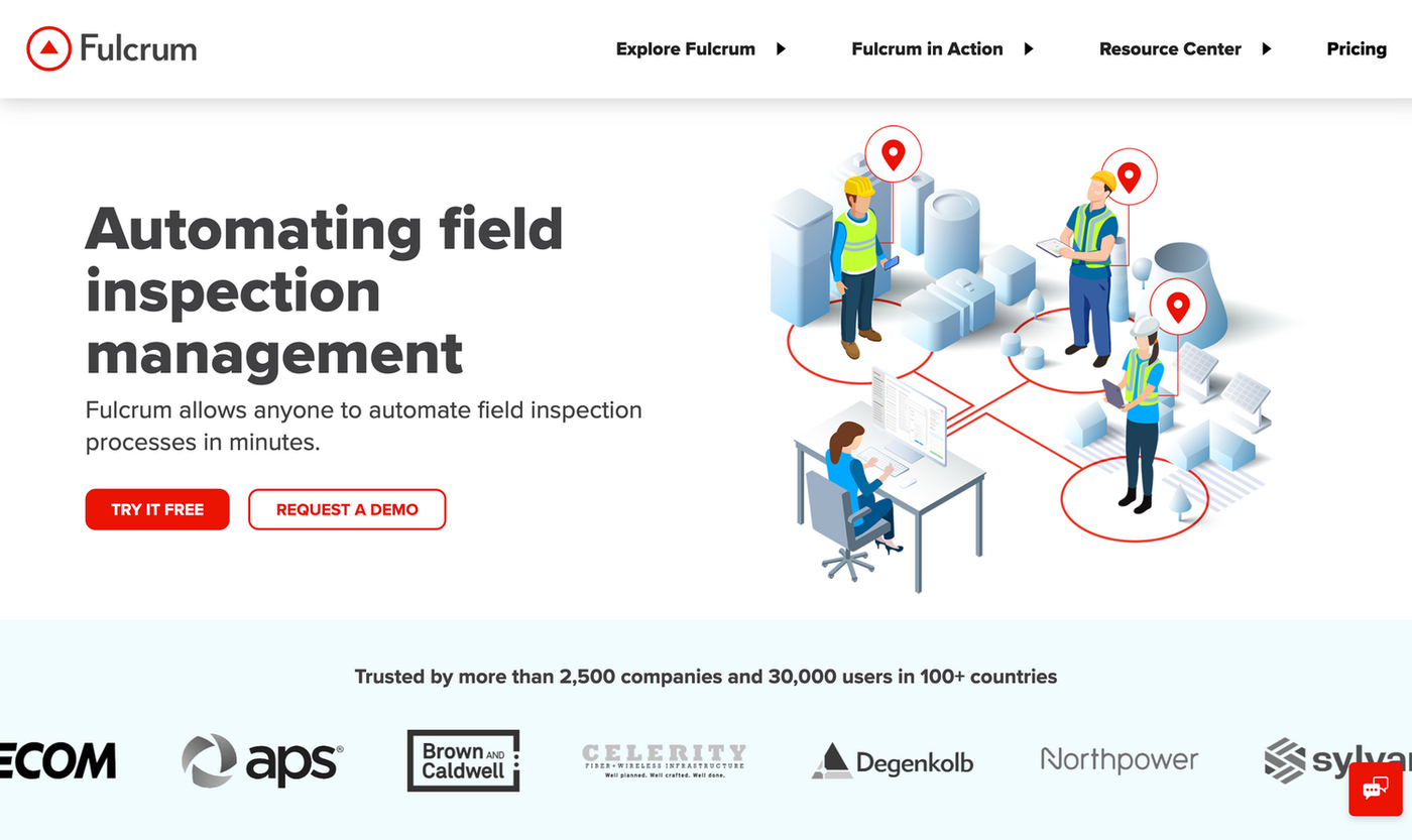 screenshot of the fulcrum homepage