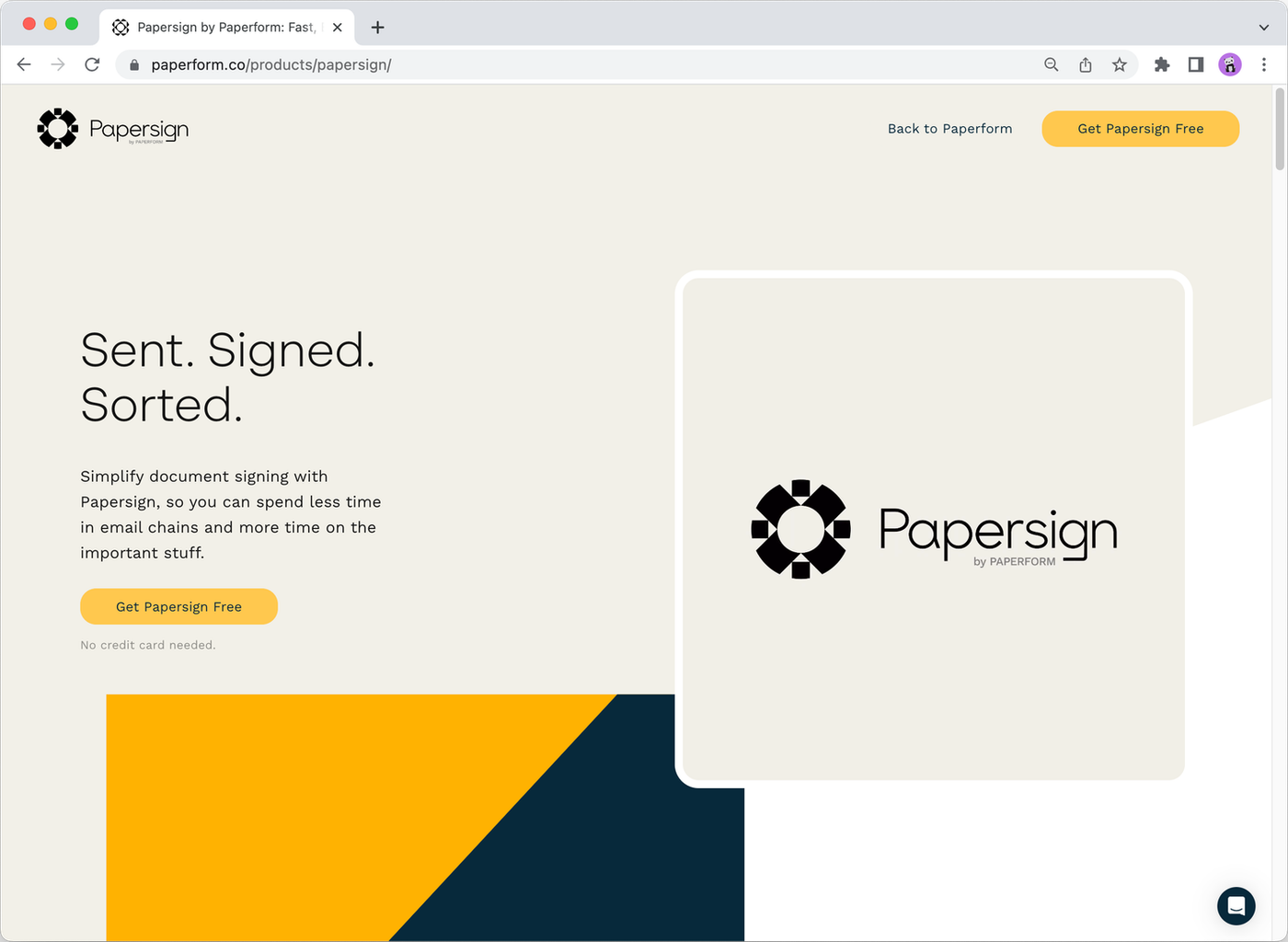 Screenshot of the papersign website 