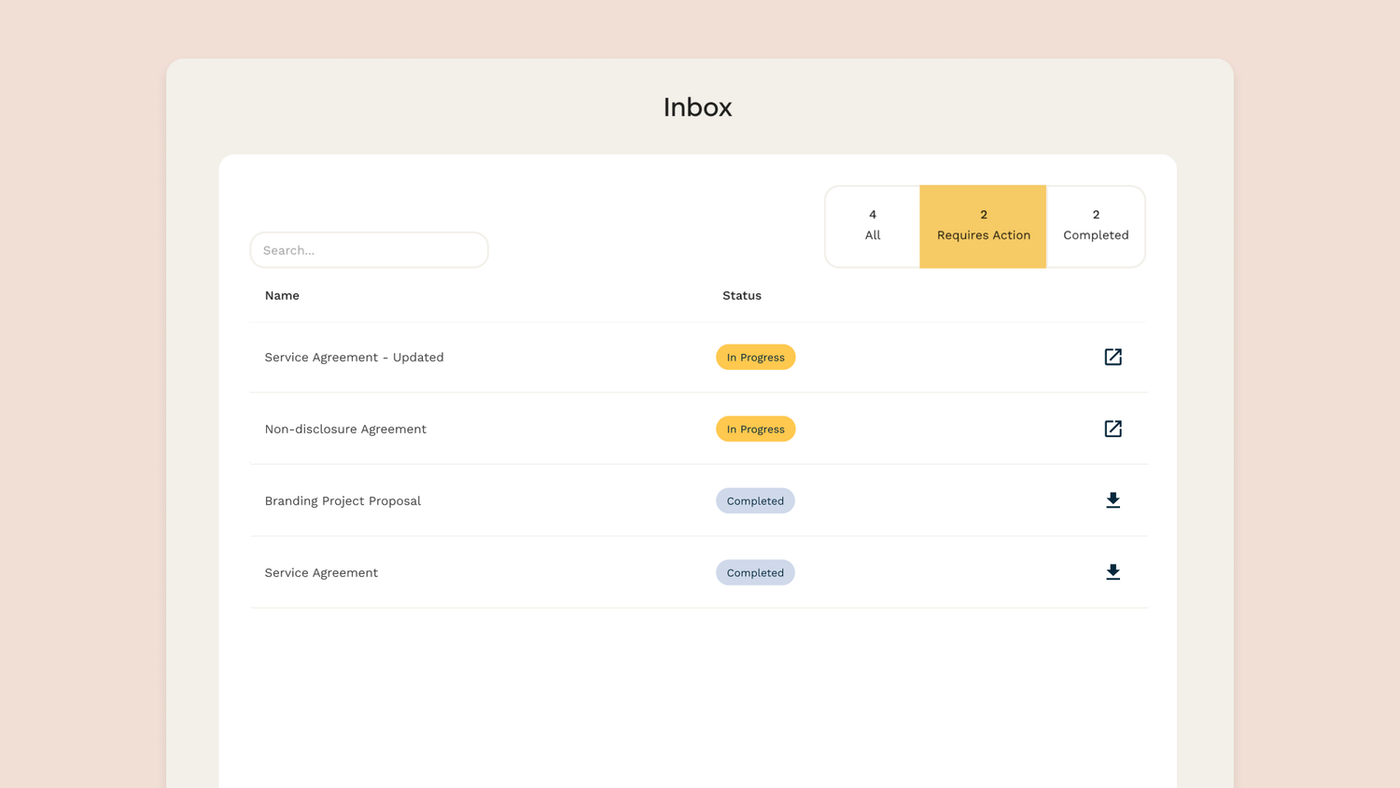 screenshot of paperform document status menu