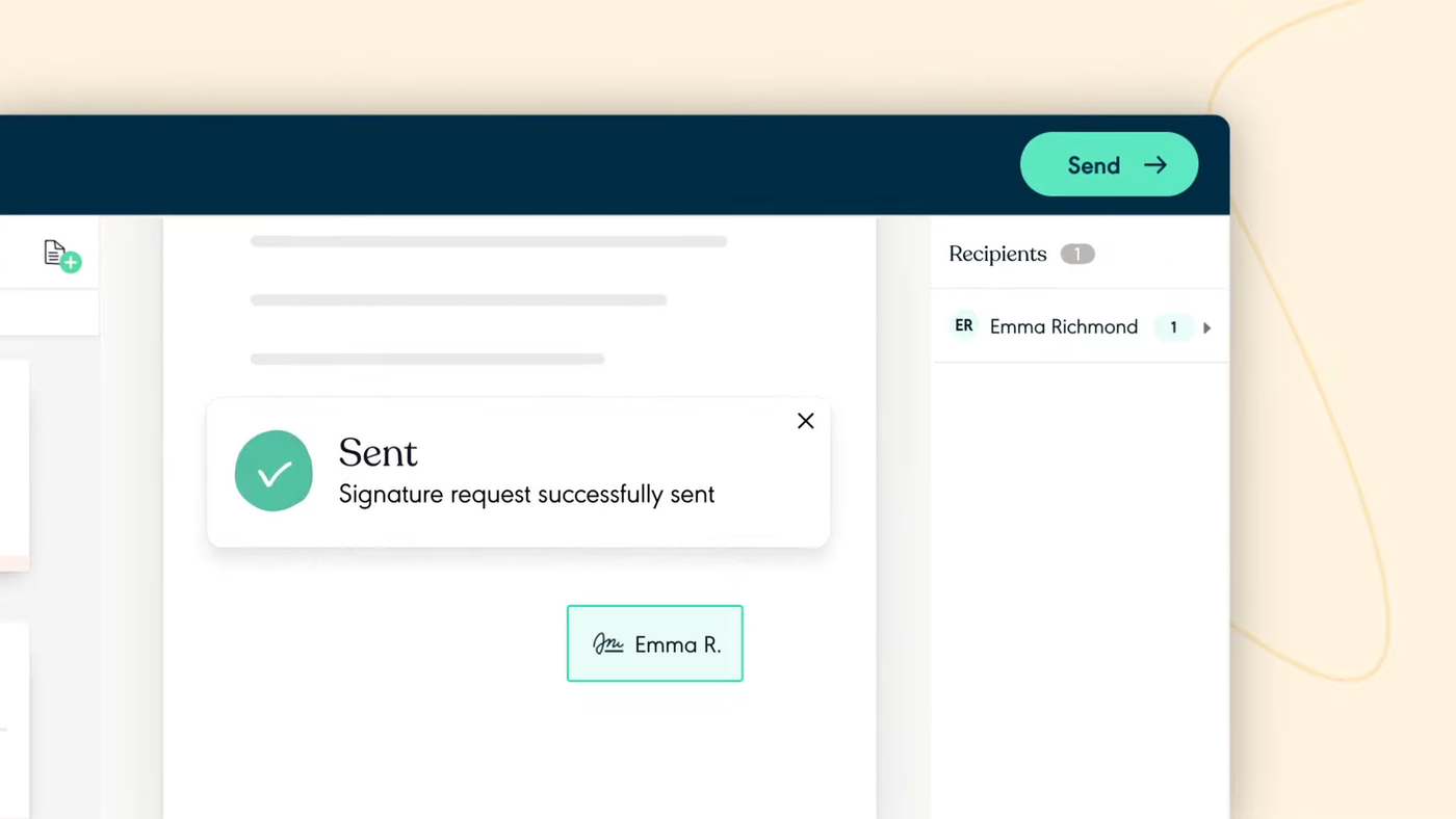 stylized screennshot of sending document in YouSign