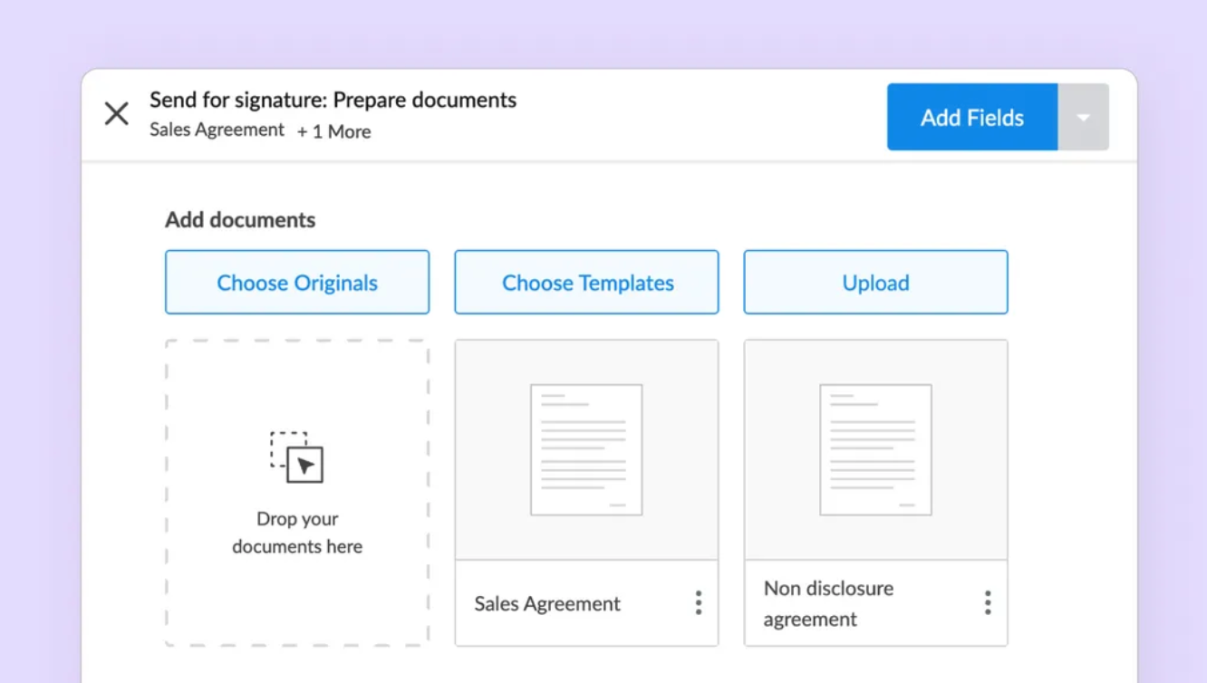 signeasy "add document" screen
