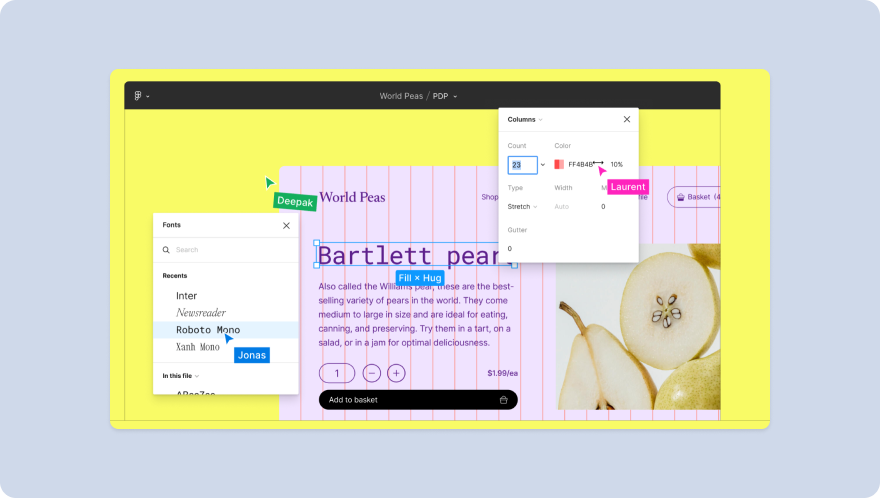 figma interface on yellow background