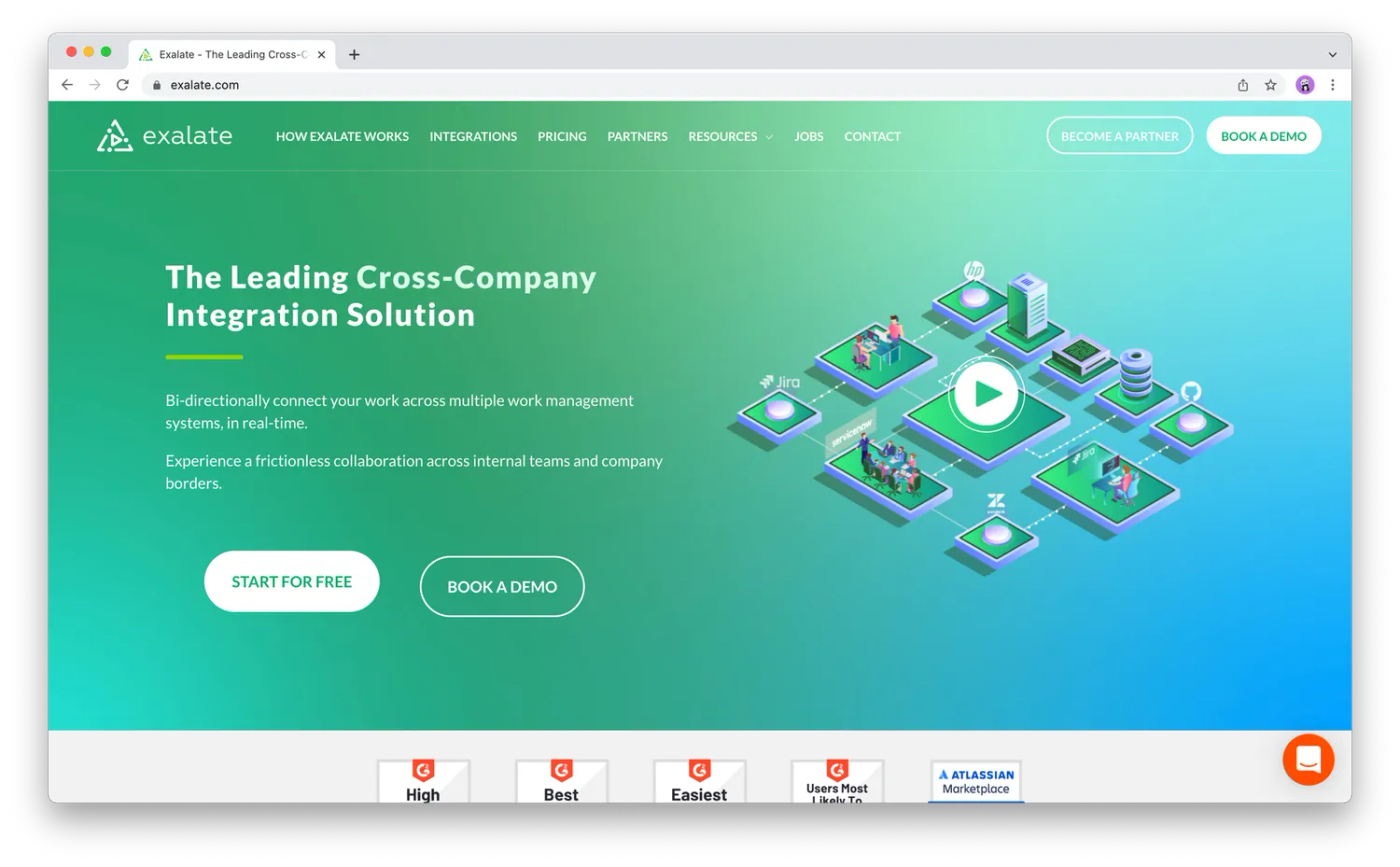 Screenshot from Exalate.com