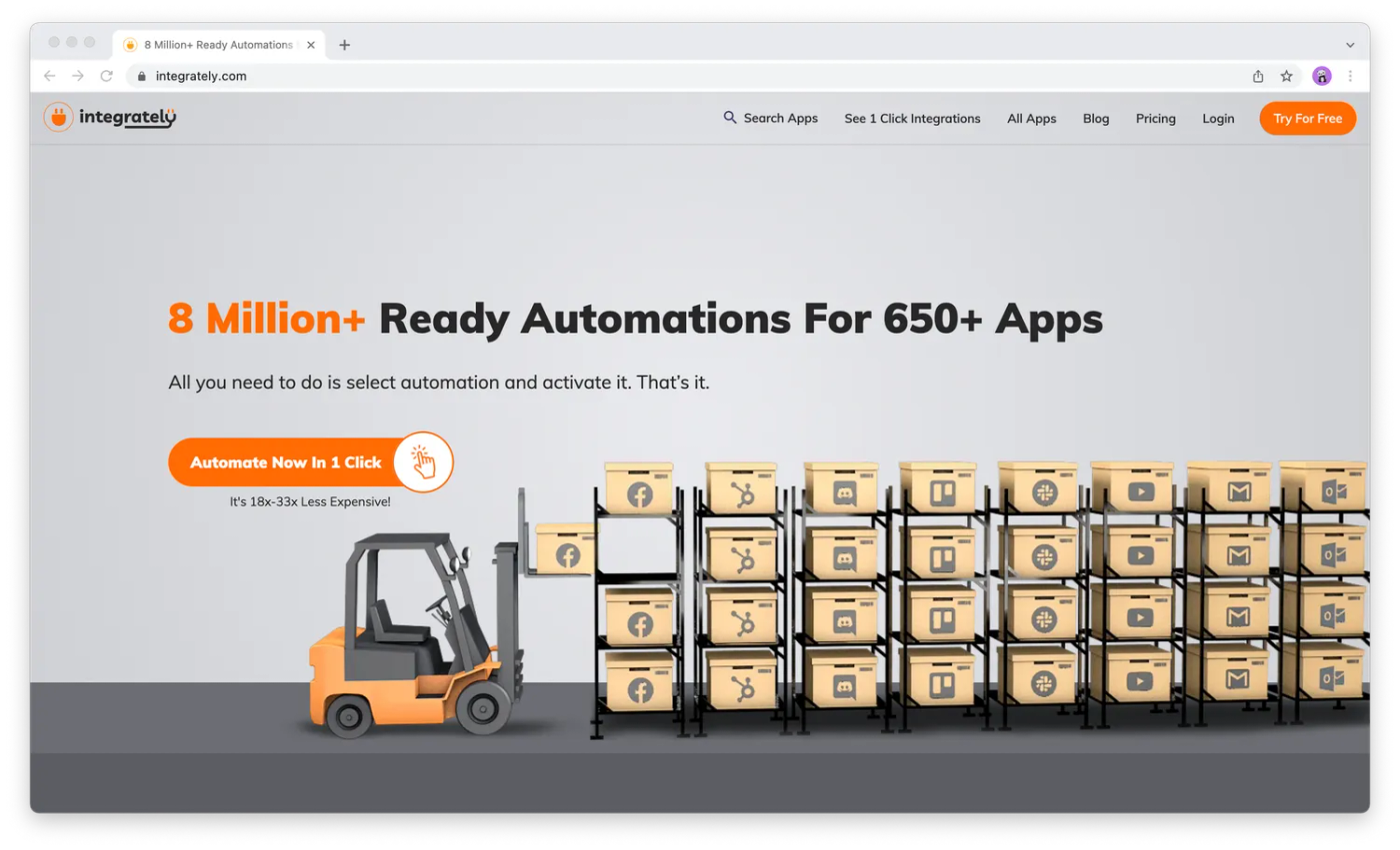 Screenshot from Integrately.com