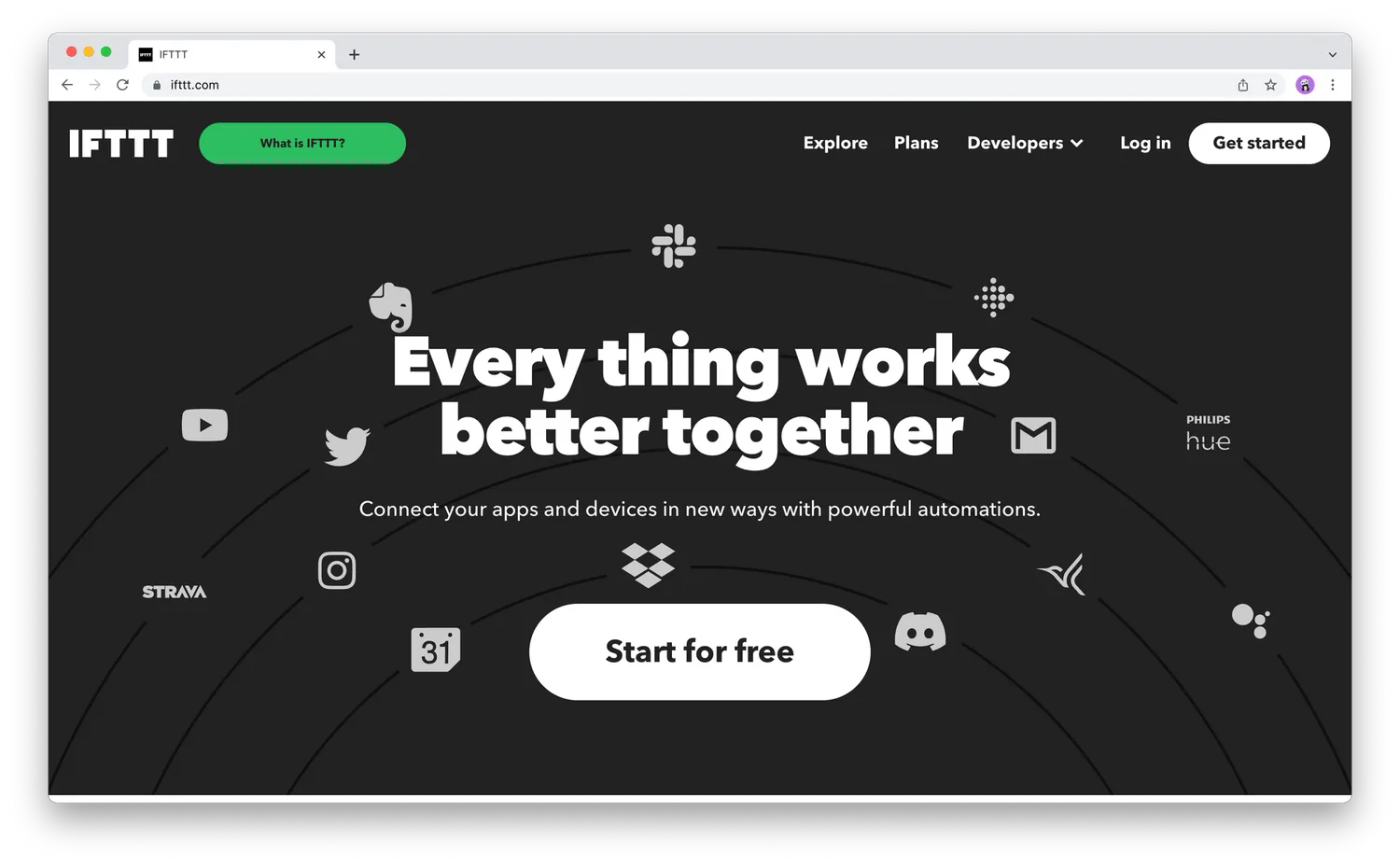 Screenshot from IFTTT.com