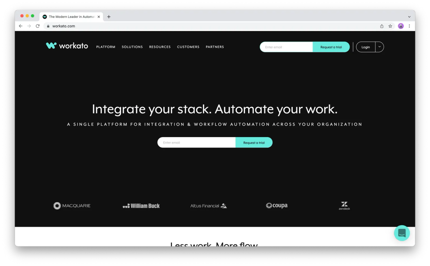 Screenshot from Workato.com