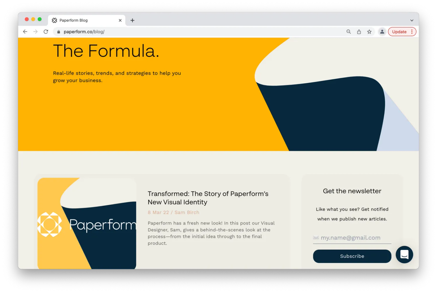 Paperform's blog page