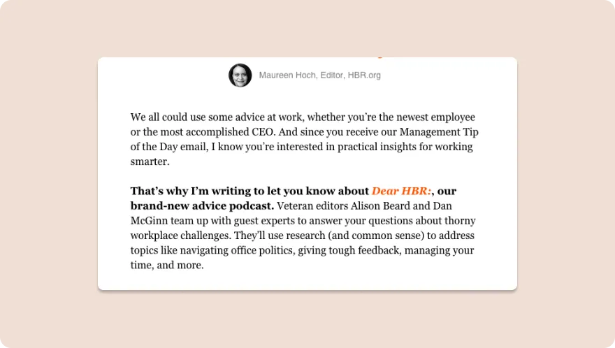 HBR's advertising email