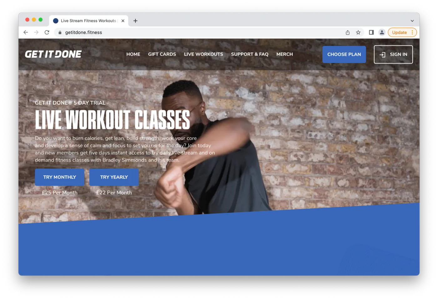 Get It Done Fitness's home page, man boxing