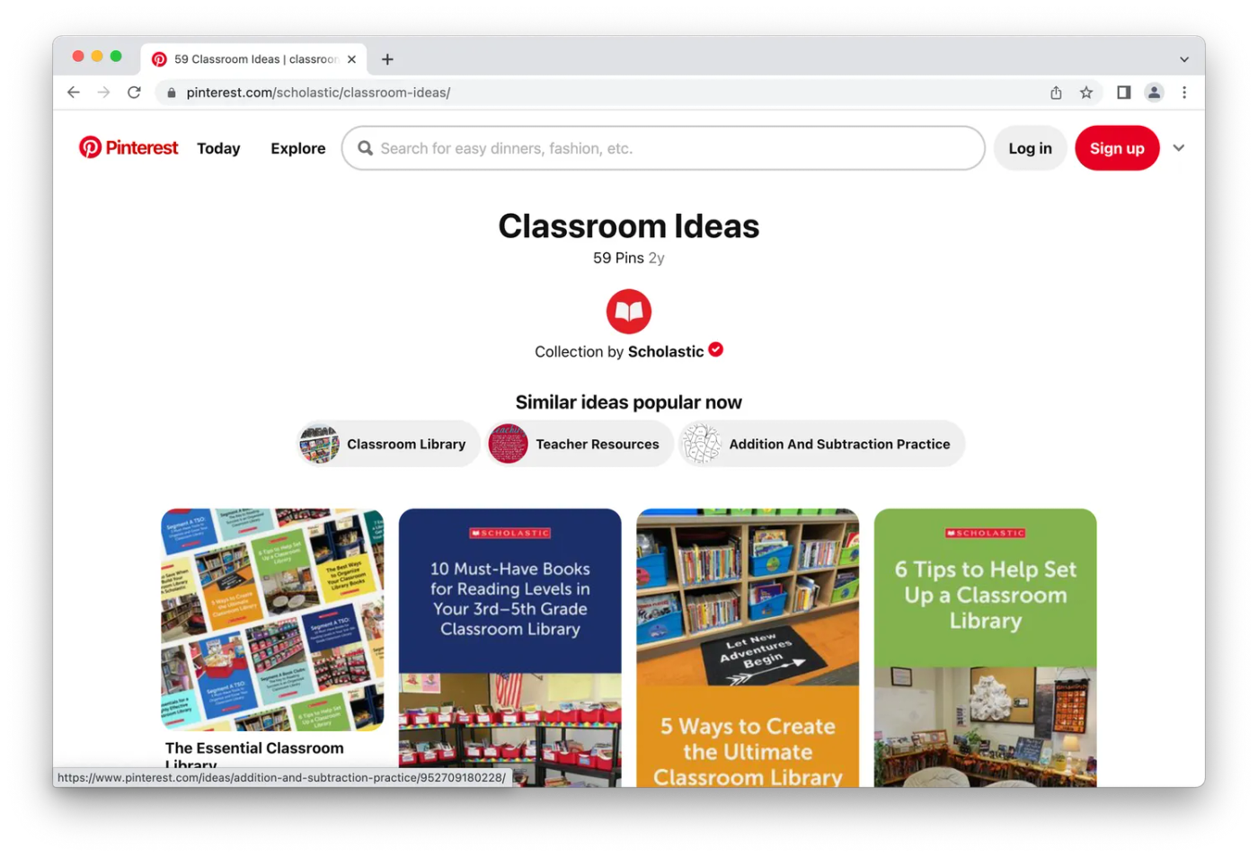 Scholastic pinterest board of classroom design ideas