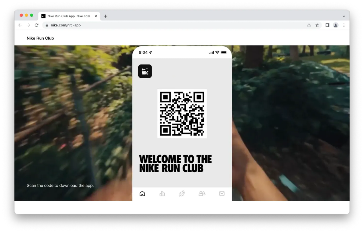 QR code for Nike Run Club sign up