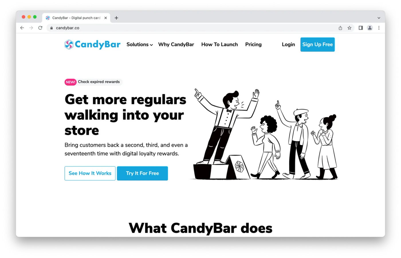 Candybar homepage screenshot on white background