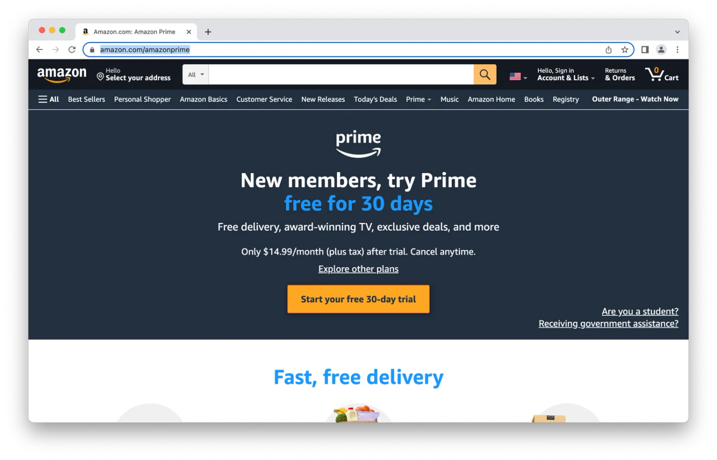 Amazon homepage