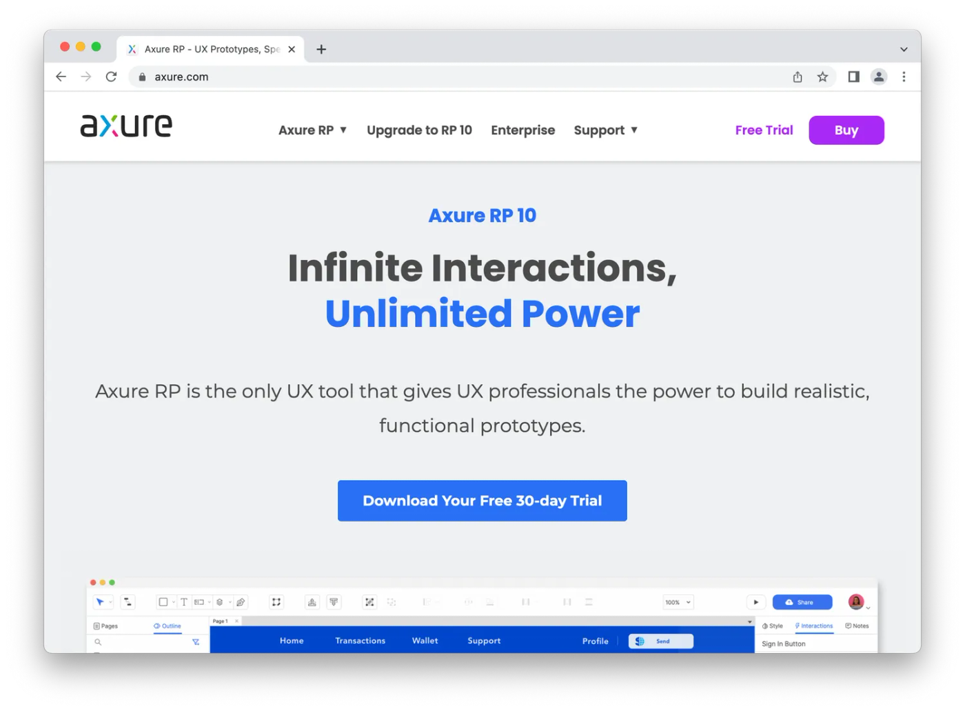 screenshot of Axure homepage