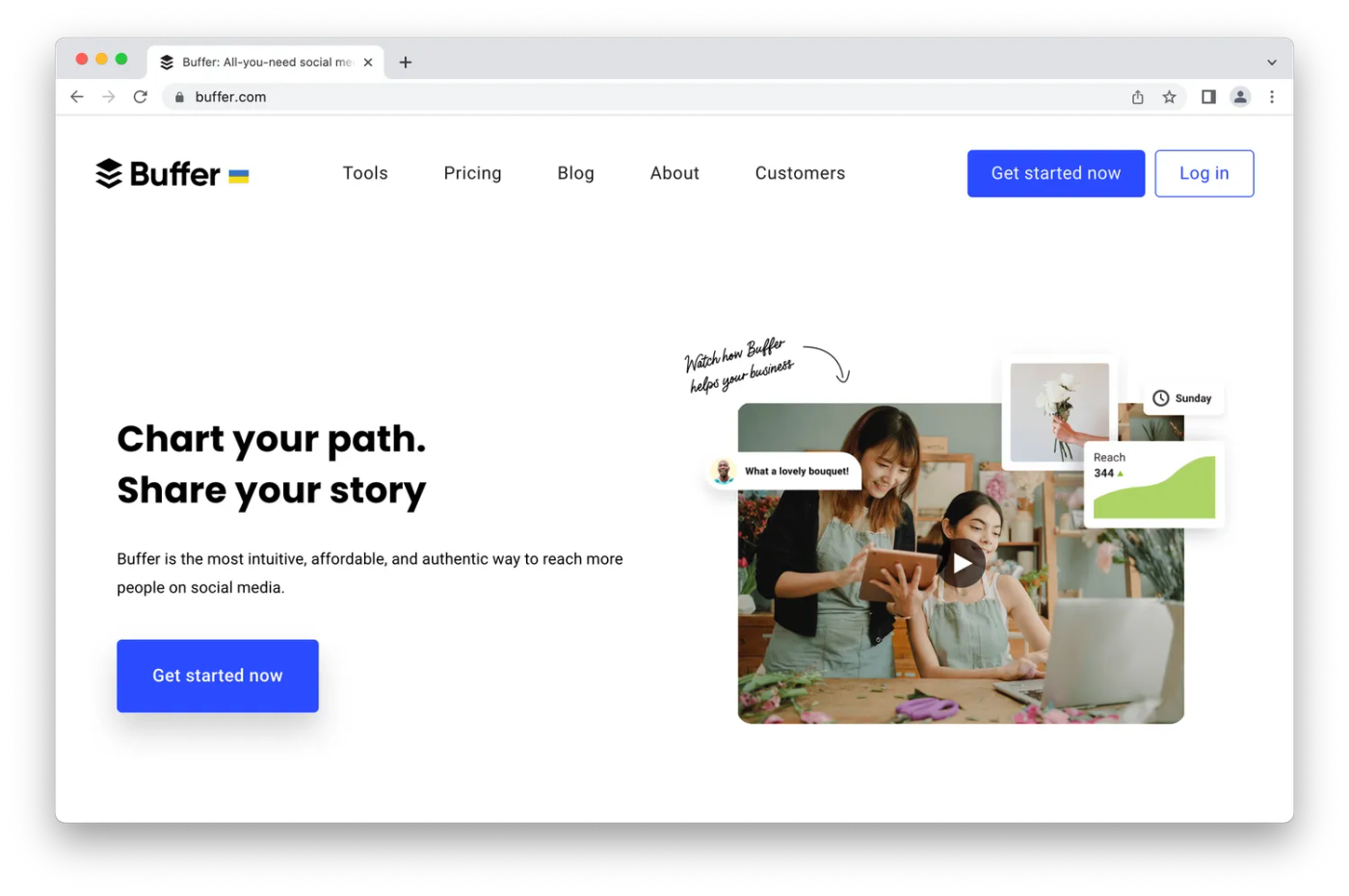 Buffer homepage, mom and daughter on computer