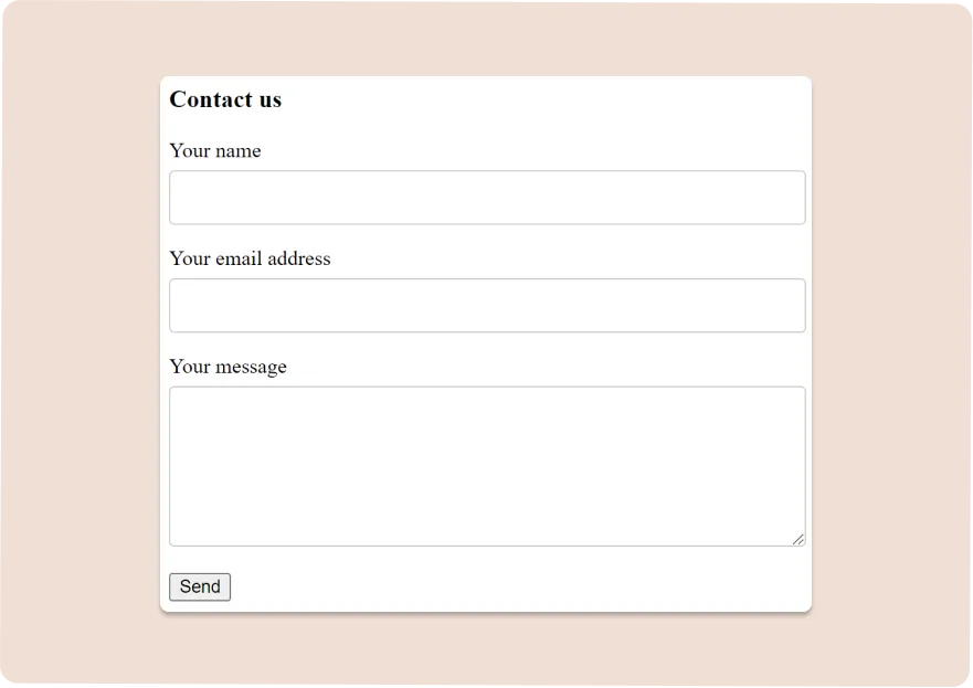 A HTML contact form with margins and padding edited