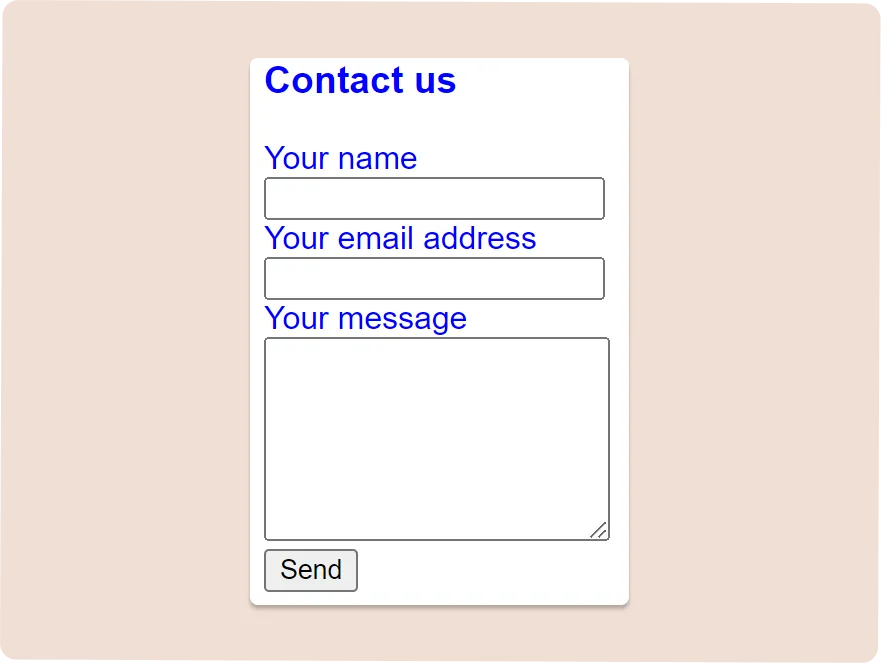 Contact form with CSS files applied