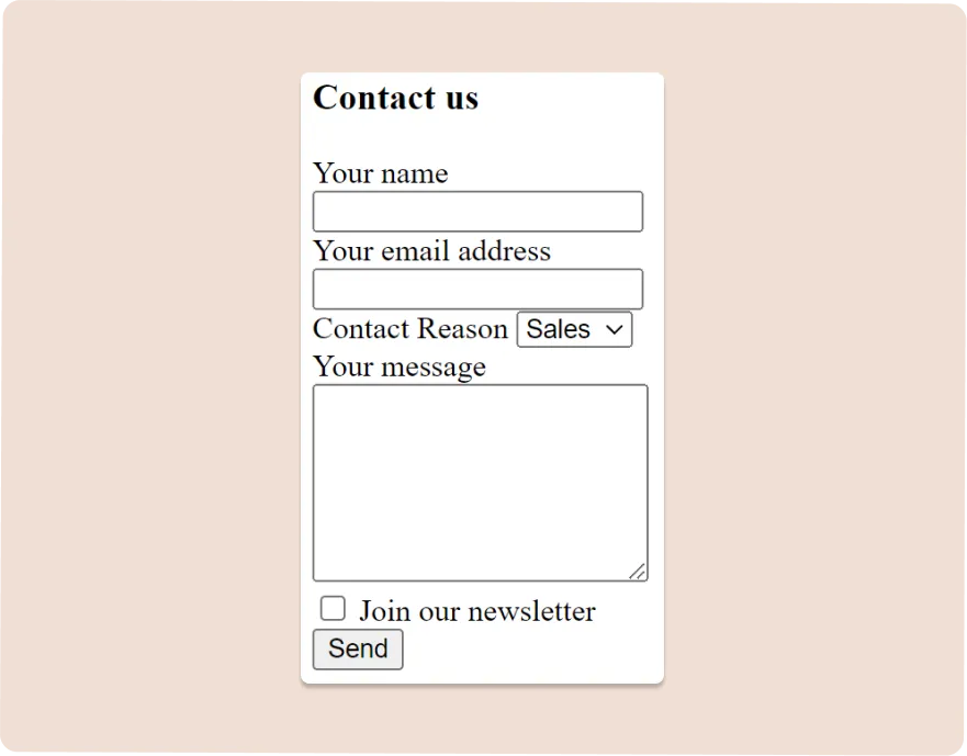 A simple contact form with newsletter button