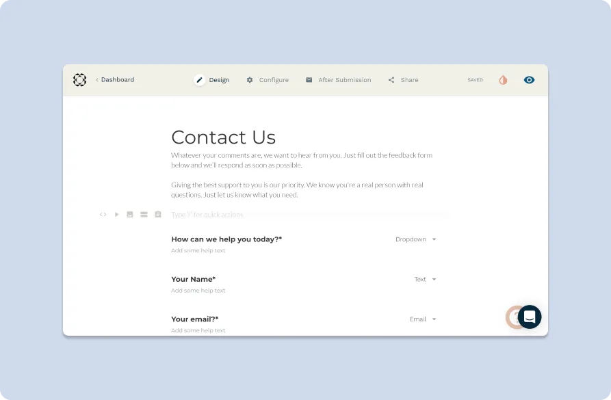 Paperform's free-text editor