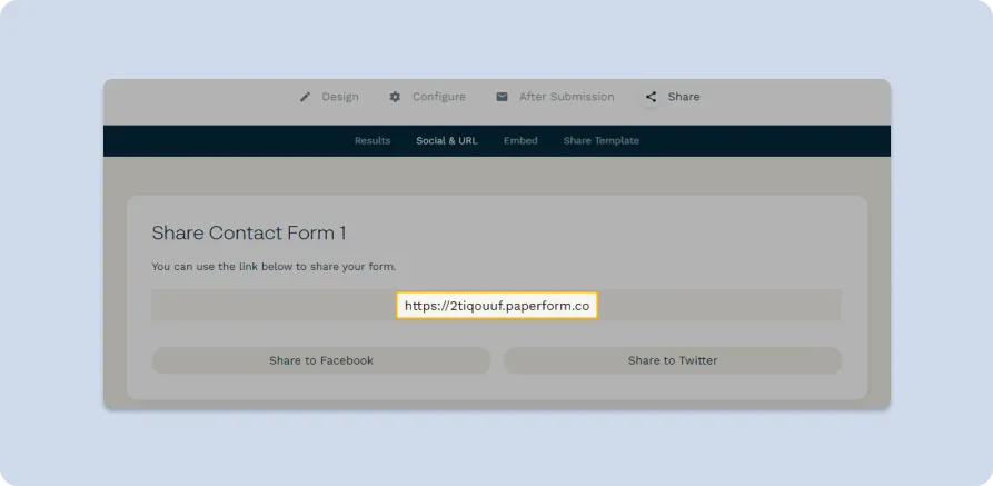 Paperform's share menu
