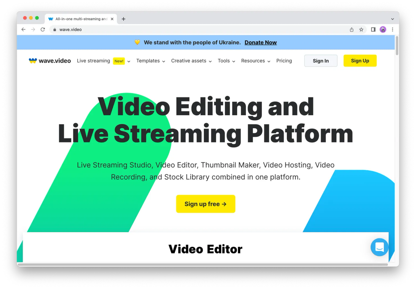Wave.video homepage screenshot