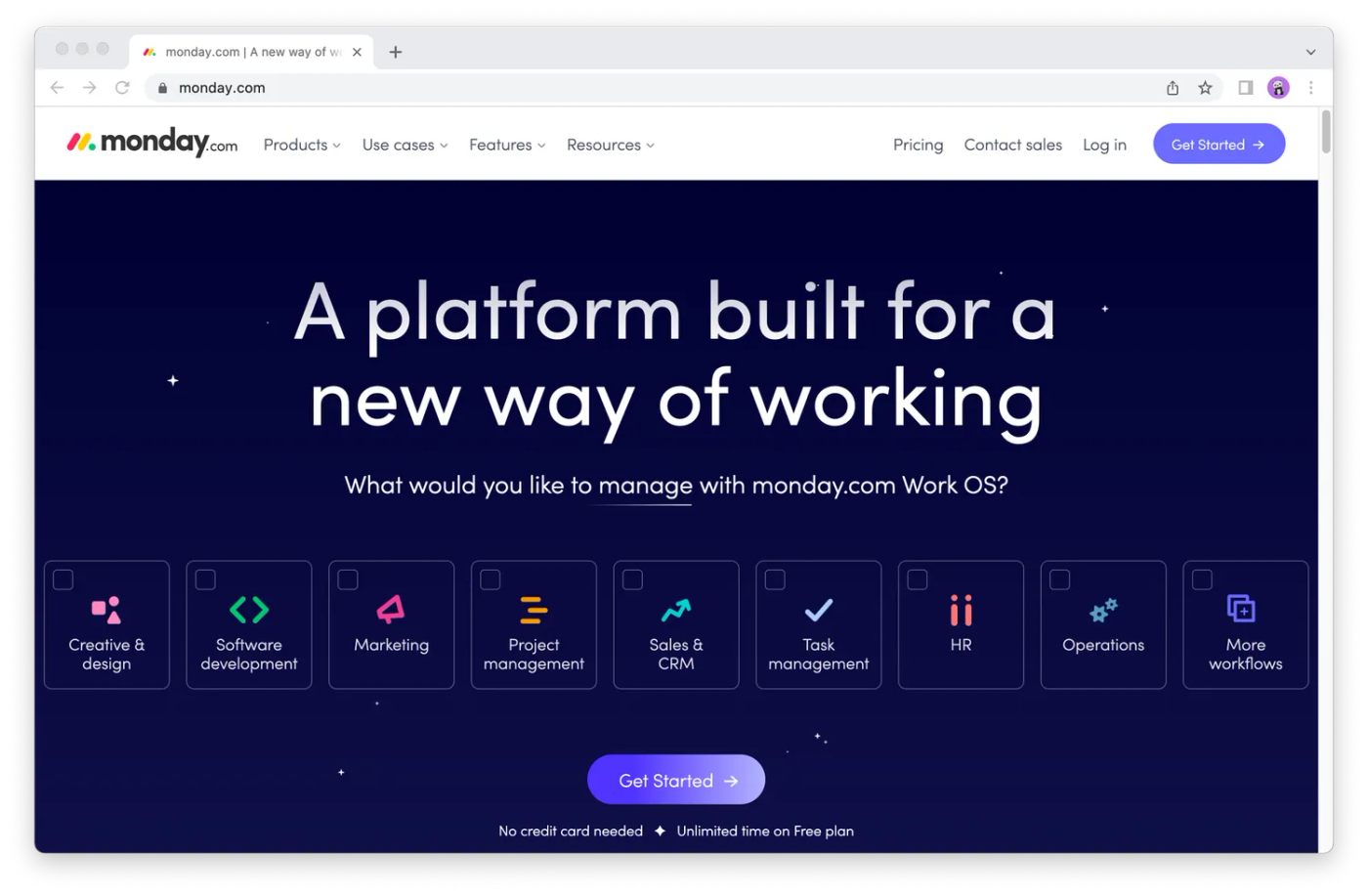Screenshot of the monday.com website