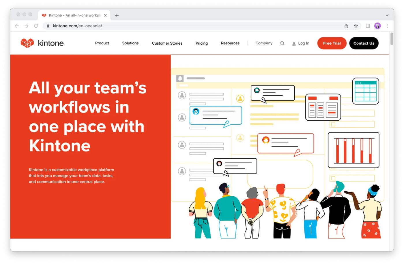 Screenshot of Kintone homepage